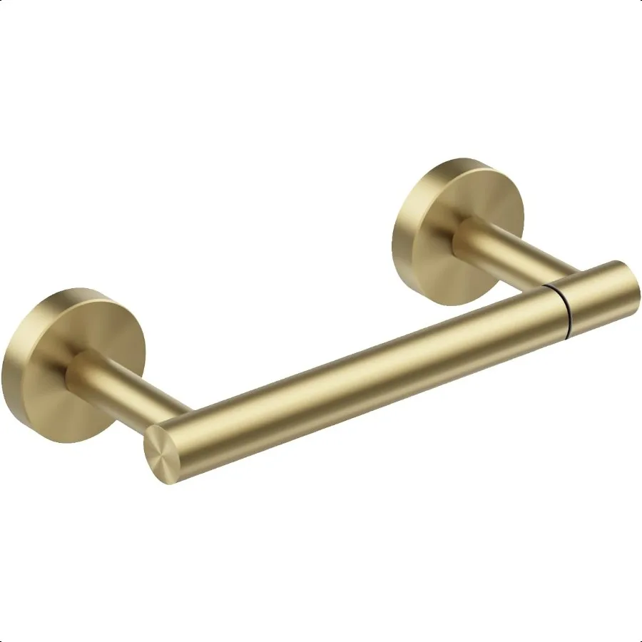 

BWE Brushed Gold Toilet Paper Holder Wall Mounted Double Post Pivoting Toilet Tissue Holders SUS 304 Stainl Steel Toilet Roll H