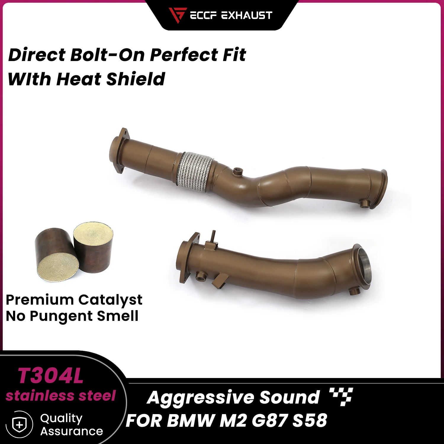 

Sporty High temperature resistant ceramic coating Downpipe For BMW M2 G87 S58 Performance Upgrade Easy Installation