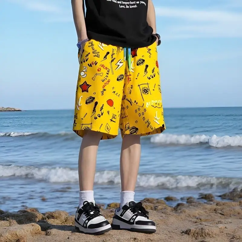 Men's Summer Tropical Tie Dye Beach Shorts Quick Dry Casual Sports Pants Lightweight Breathable Loose Loungewear for Teens Boys