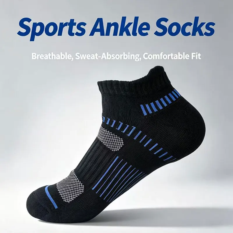 5 Paar atmungsaktive Sportsocken für Herren, rutschfeste Knöchelsocken für Laufen, Radfahren, Fitness