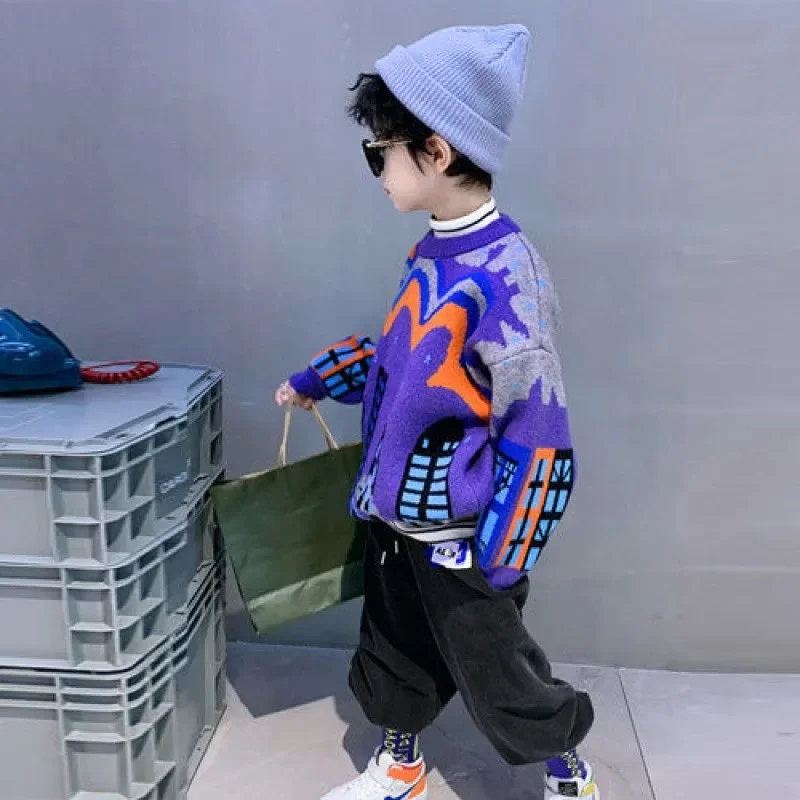 

2025 Vintage Fleece Thicken Warm Winter Autumn Costume Teenage Children Clothing Boys Sweater Kids Outwear Tops Jackets