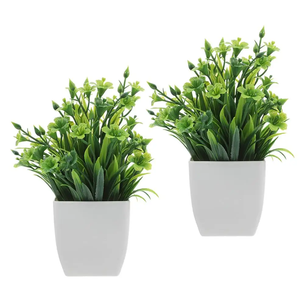 

2 Pcs Plants Simulated Potted Fake for Desk Indoor Bathroom Farmhouse Decor Office