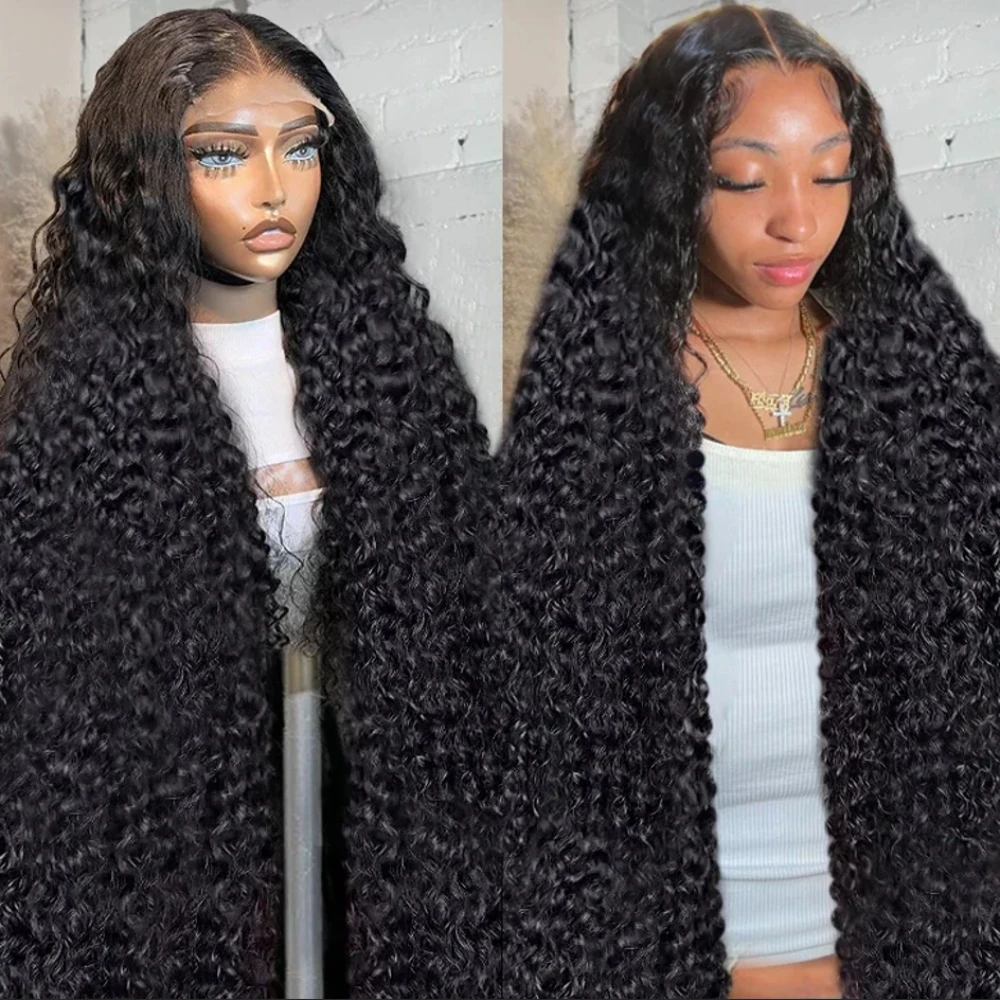 

Deep Wave 100% Human Hair 46 Inch 200% Density Remy Hair Pre Plucked Wigs 13x6 HD Transparent Lace Frontal Wigs Natural Colored