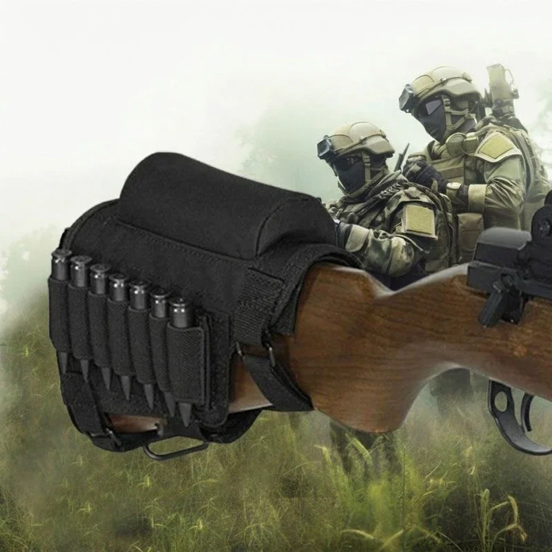 Adjustable Cheek Rest Pouch Shell Holder Ammo Carrier Bag for Shotgun Rifle Buttstock Tactical Hunting Gear Accessories
