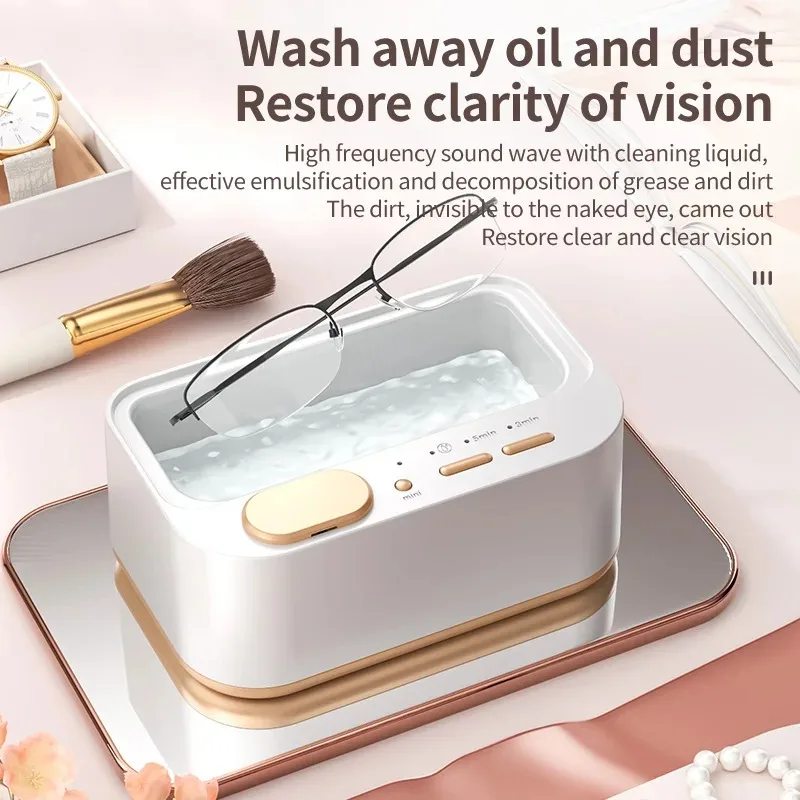 เครื่องทำความสะอาดอัลตราโซนิก 48 กิโลเฮิร์ตซ์ พร้อมถังคู่ ระบบทำความสะอาดแบบสั่นสะเทือนเต็มรูปแบบ สำหรับเครื่องประดับ ตั้งเวลาได้ สำหรับใช้ในครัวเรือน