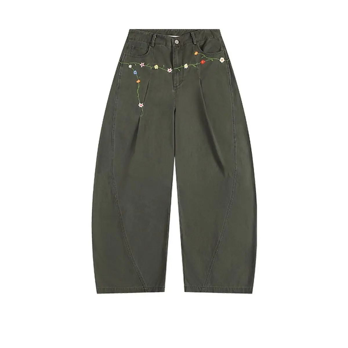 Damskie jeansy baggy z haftem w stylu vintage Y2k na jesień 2025, spodnie dżinsowe Harajuku z lat 90., estetyczne spodnie z lat 2000, odzież oversize.