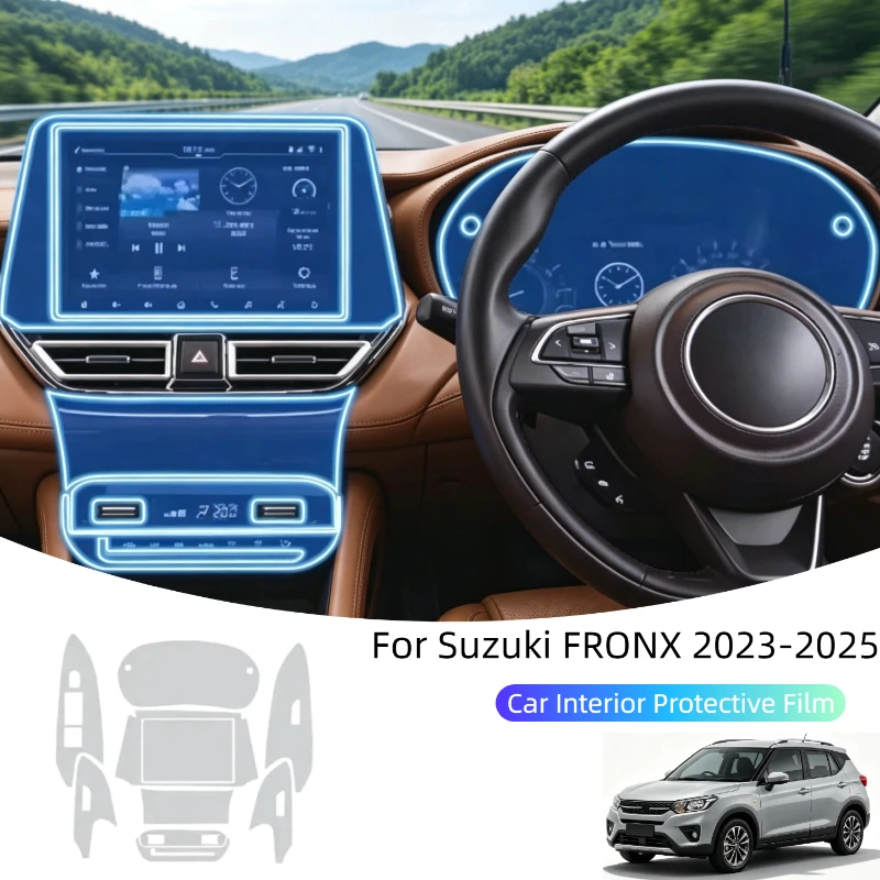 For Suzuki FRONX 2023-2025 TPU Car Navigation Screen Gearbox Protective Film Clear Anti-scratch Sticker Interior Accessories