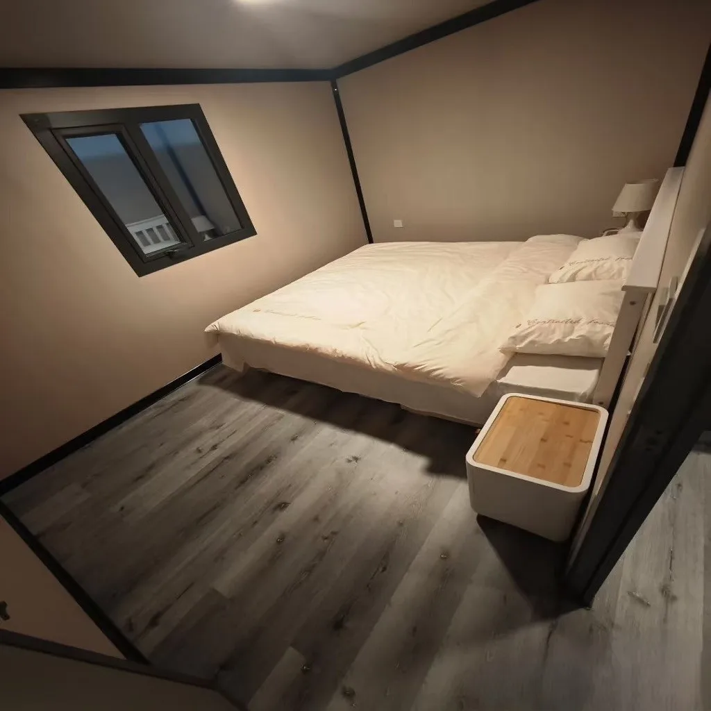 منزل حاوية متنقل قابل للطي بطول 20 قدمًا، منزل جاهز قابل للتوسيع مع عجلات لمقصورة منتجع الفندق والمعيشة في الهواء الطلق