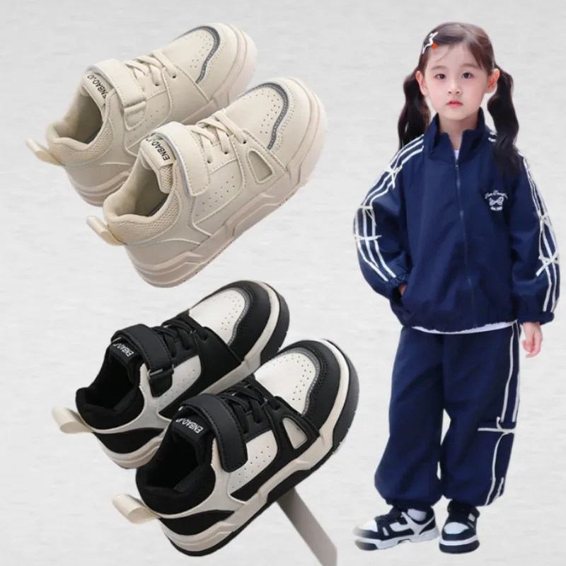 

Детские белые кроссовки из искусственной кожи, весна-осень, новые универсальные кеды для мальчиков, популярные повседневные спортивные кроссовки для девочек.