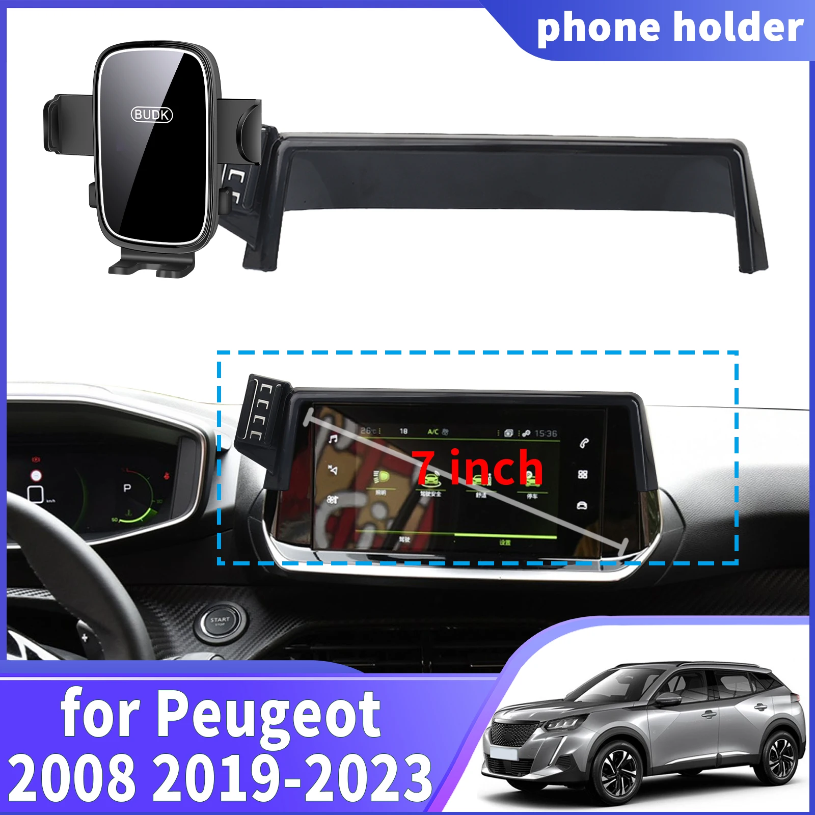 

fit for Peugeot 2008 2019 2020 2021-2023 (7in) Navigation Phone Holder Mount Customized Car accessoires