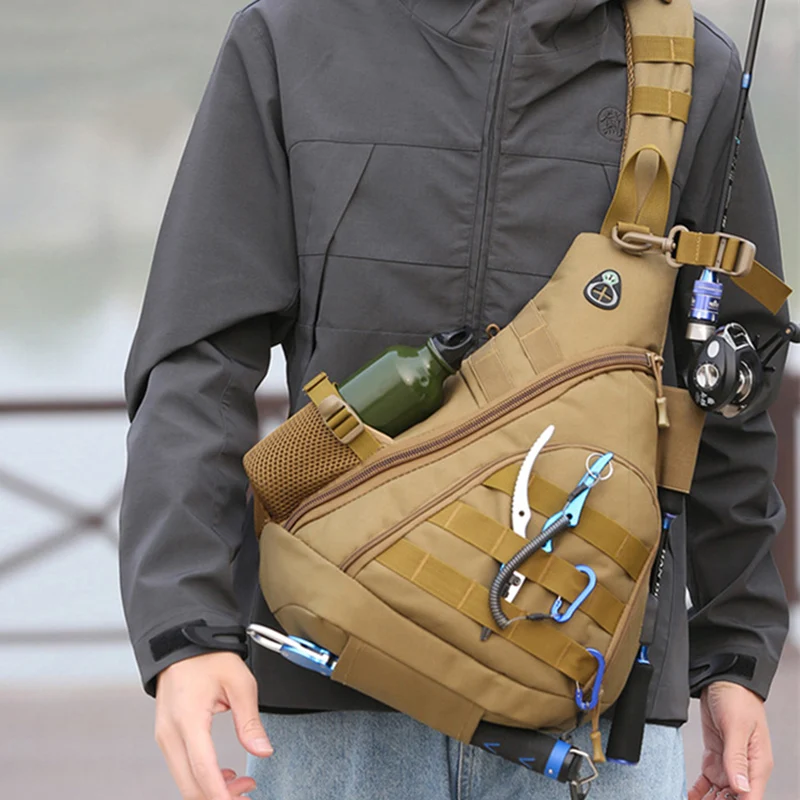 Tactical Chest Bag Outdoor Sports Fishing Lure Bag Men Travel Climbing Camping Camouflage Shoulder Bag Lightweight Portable Bags