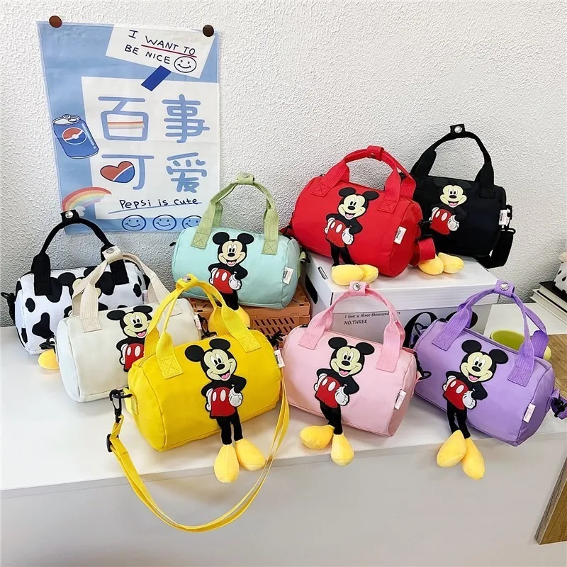 

Disney Mickey Mouse Minnie Mouse Anime Figures Pattern Shoulder Bags Kawaii Girl Crossbody Bag Cartoon Large Capacity Travel Bag