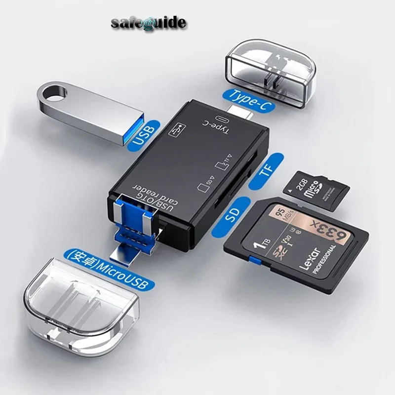 

6 in 1 Card Reader USB 2.0 to Type C/SD/TF Memory Card Adapter for Mobile Phone Laptop Accessories Multifunction Cardreader