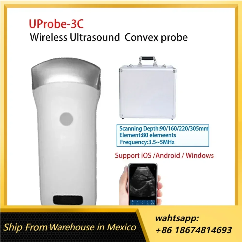 UProbe-3C Wireless Ultrasound Probe Portable Machine WIFI Ultrasound Scanner Machine Support iOS Android Windows with Suitcase