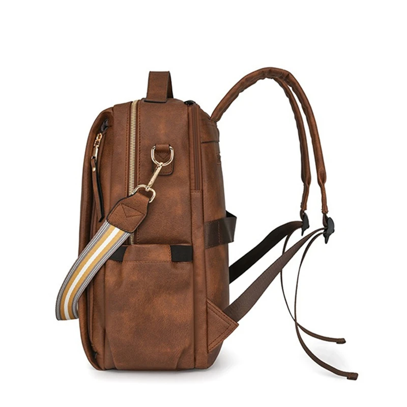 Nesitu Vintage A4 Brown Black Grey White PU Leather 15.6 inch Laptop Men Women's Backpack Lady Girl Travel Shoulder Bag M0394