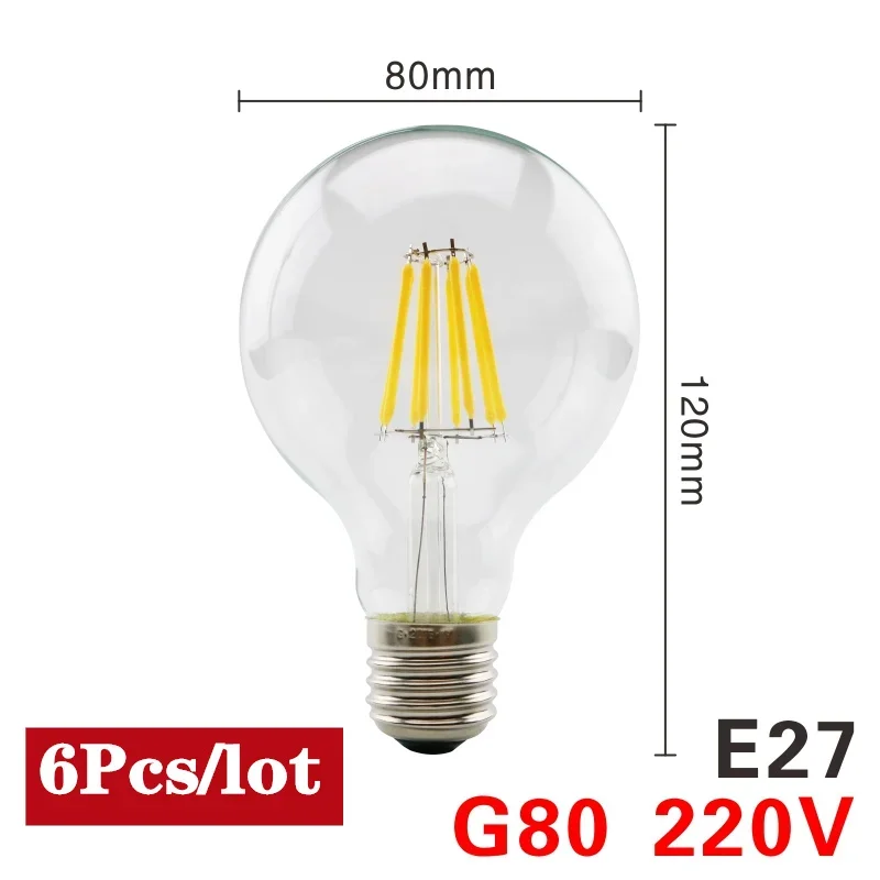 GRZBI 6 stücke E27 E14 LED Glühbirne 2 W 4 W 6 W 8 W AC220V Lampada Led C35 A60 ST64 G80 G95 Bombilla Scheinwerfer Beleuchtung Kalt/Warmweiß Lampe 3