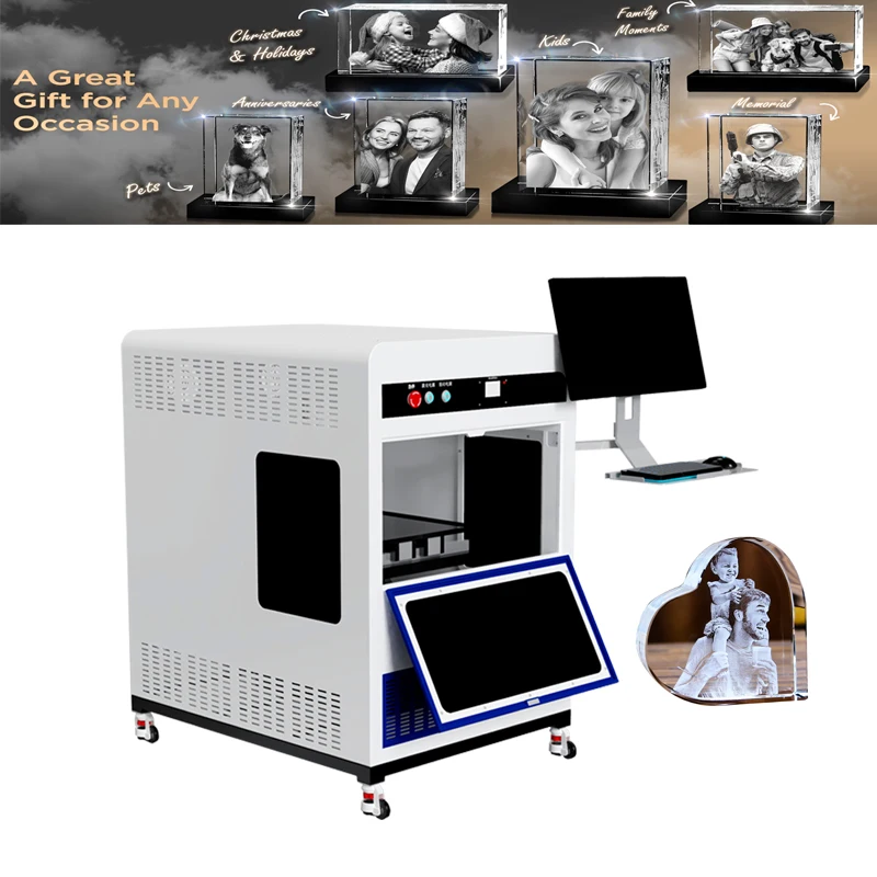 3D  Engraving  Glass Key Ring Engraving Machine Inner Light Emitting Diode Keychain Small Gifts
