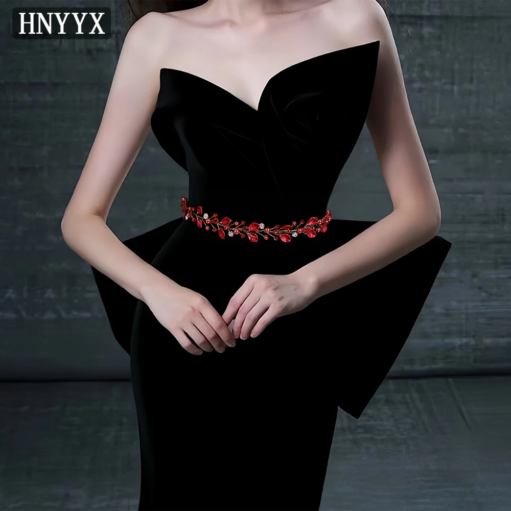 

HNYYX Popular Pearl Belt Red Leaves Sashes Elegant Bridal Waist Decoration Gorgeous Women's Wedding Dress Accessories SA350
