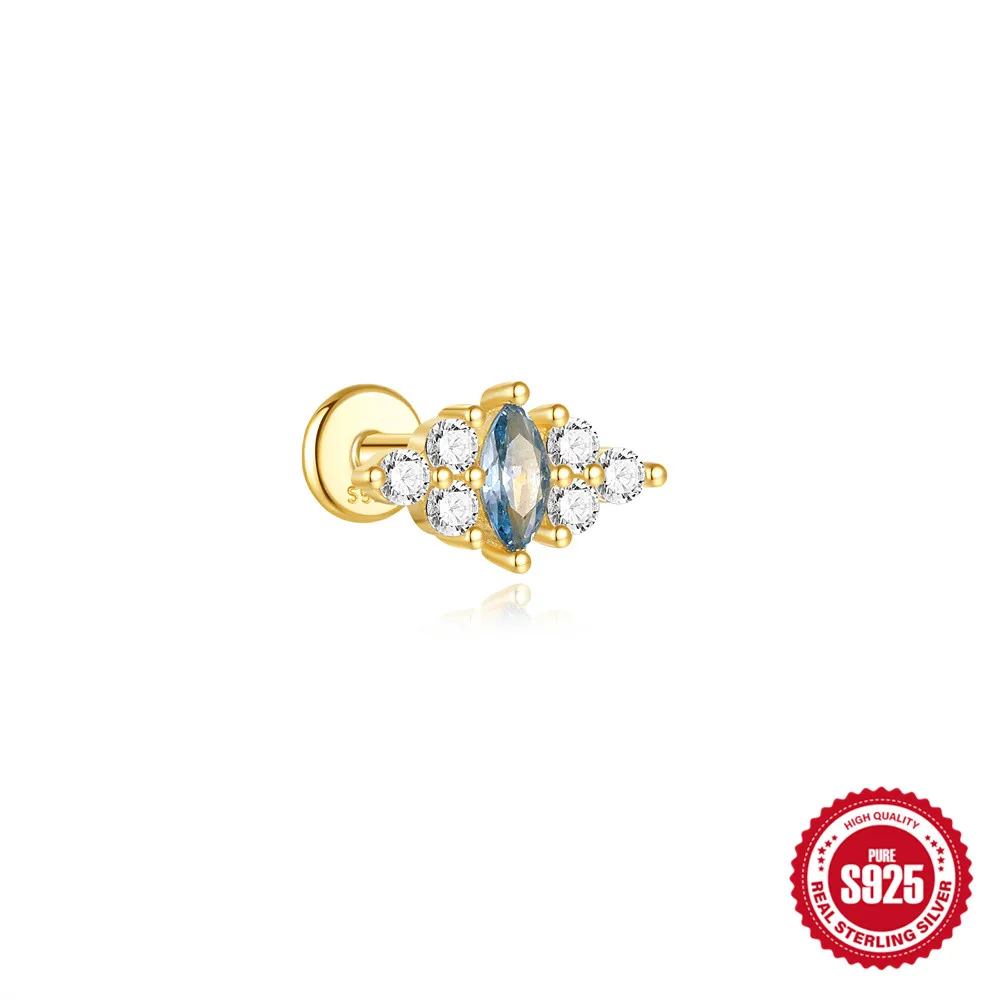 CANNER Silber 925 Sterling Piercing für Frauen, Herz-Ohrstecker, Schmuck, flache Rückseite, Ohrstecker für Helix, Tragus, Daith