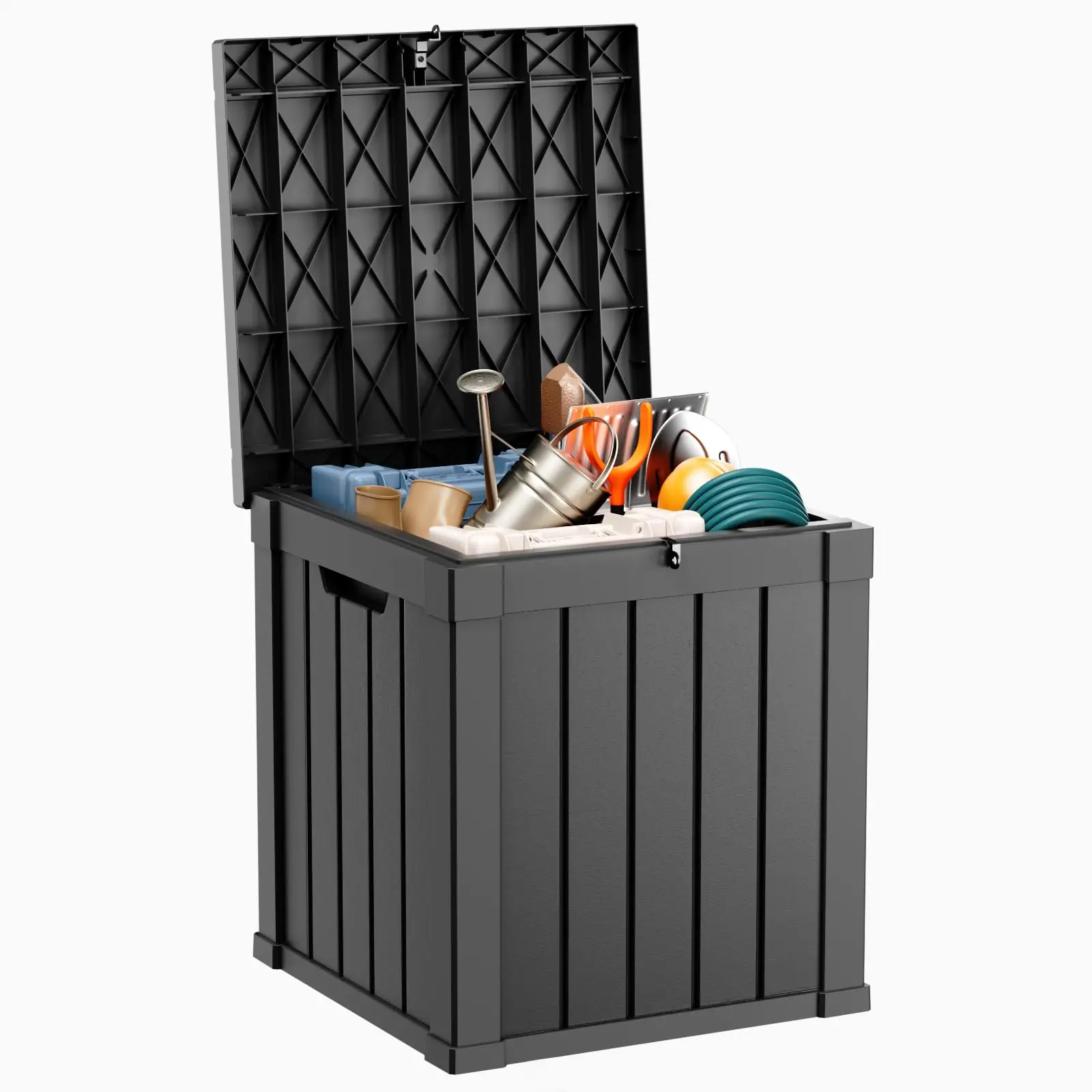 70 Gallon Resin Deck Box, Outdoor Storage Box, Waterproof UV Resistant Lockable，Weatherproof Organizer for Patio