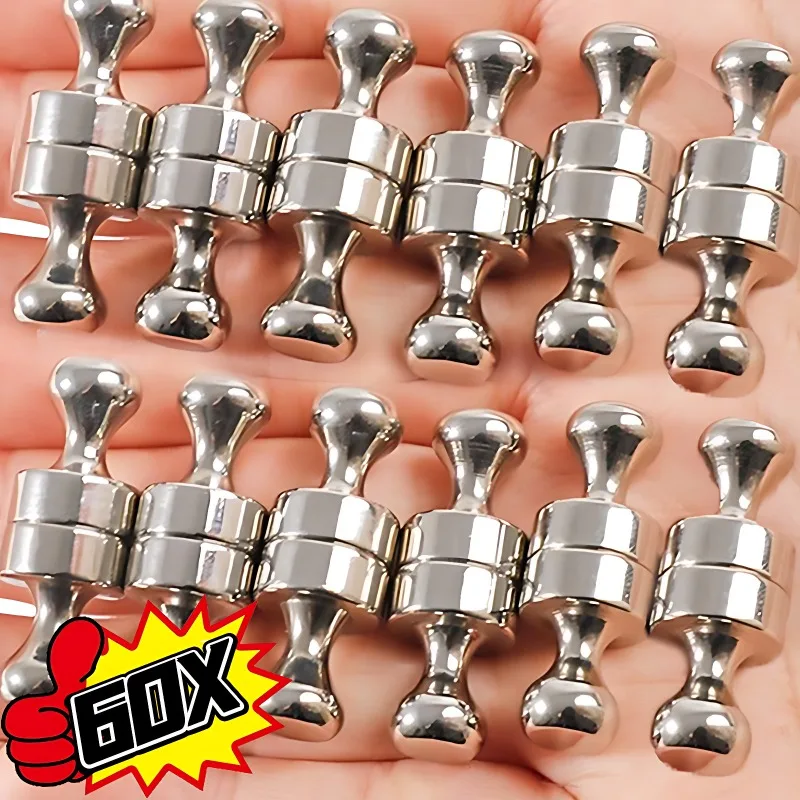 60/2pcs Magnetic Pins Neodymium Magnetic Thumbtacks for Whiteboard Cone Super Strong Fridge Pushpin Magnets Home Storage Tools