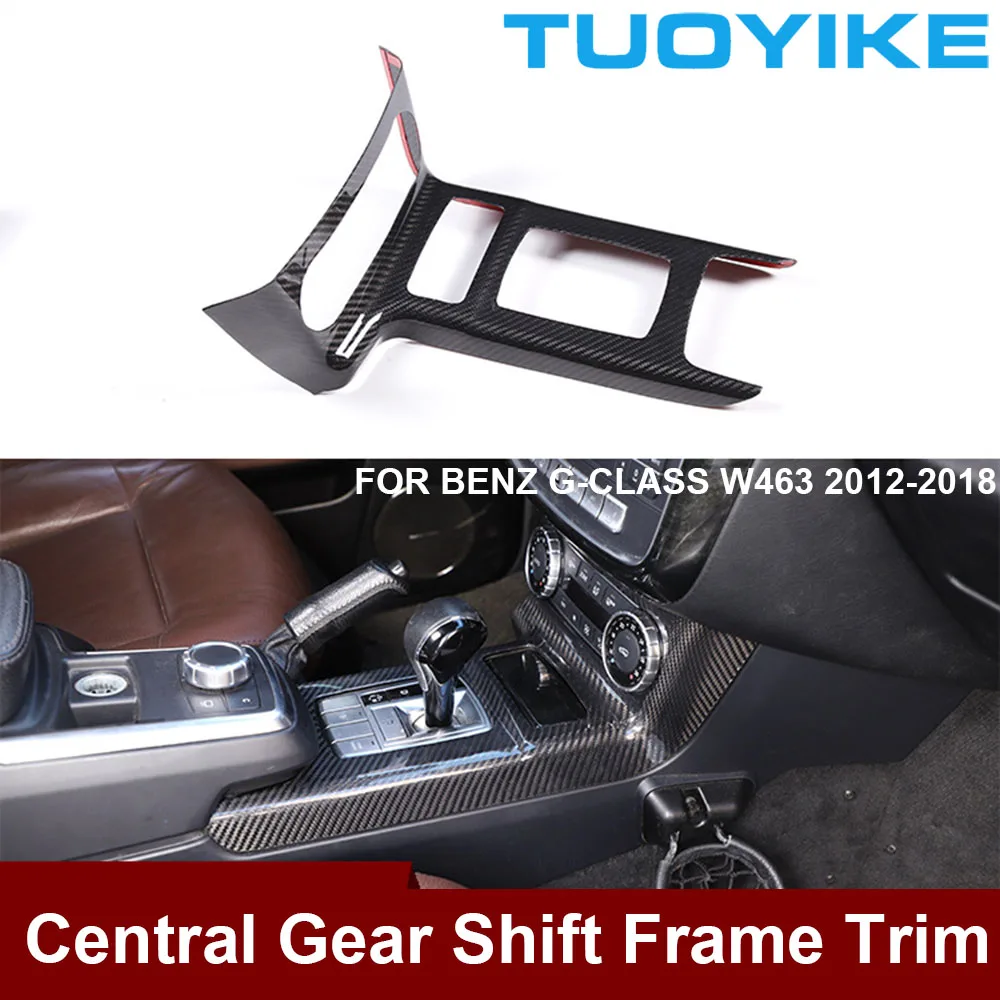 

Car Real Carbon Fiber Console Central Gear Shift Storage Panel Frame Trim Sticker For Mercedes-Benz W463 G350 G500 G550 G63 G65