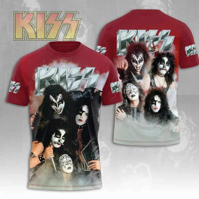 Rock Band Kiss T-shirts 3D Printing T Shirt Summer Men Women Funny Hip hop Short sleeve O-neck Tee Shirt Street Man Tops