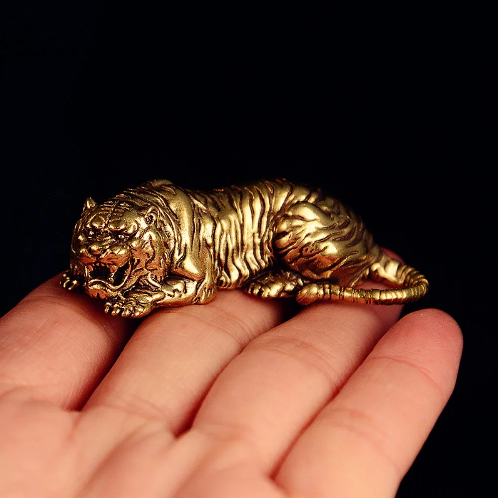 

​​Brass Tiger Mini Decorative Paperweight - Zodiac Lucky Charm Collectible for Home & Desk Table Decor​​