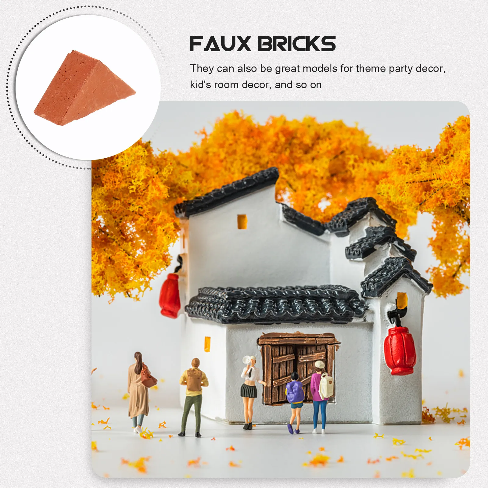 

200Pcs Faux Brick Triangle Mini Bricks Artificial Wall Bricks DIY Fake Wall Decor Landscaping Accessories Sand Table Accessories