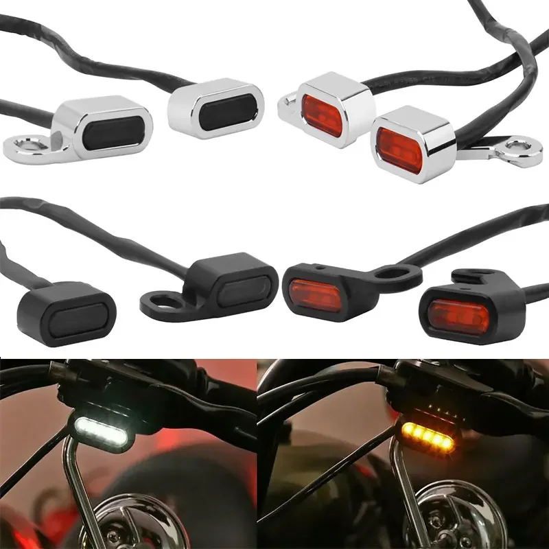 

1 Pair Front Motorcycle Mini Amber Turn Signal Light LED Indicator For Harley Touring Electra Glide 09-17 Softail Slim 15-21