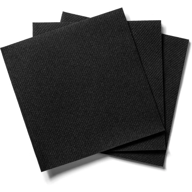 مناديل مشروبات للاستعمال مرة واحدة تشبه الكتان الأسود مقاس 4.75 بوصة × 4.75 بوصة (100 قطعة) - قابلة للتحلل البيئي للبار/الكل يومي/الحفلة #4