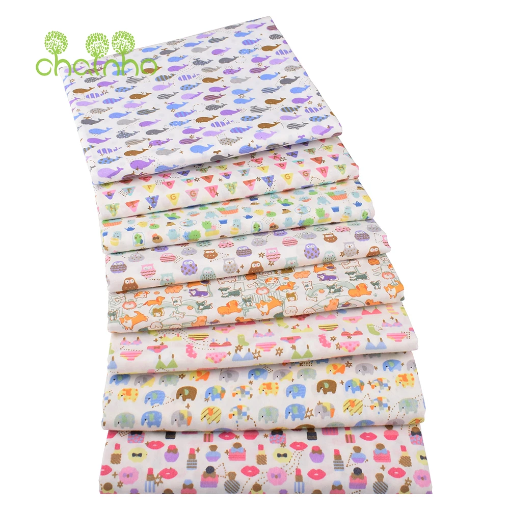 

Chainho,Printed Twill Weave Cotton Fabric,Patchwork Cloth,DIY Quilting Sewing Material,Cute Mini Cartoon Series,3 Size,QC274