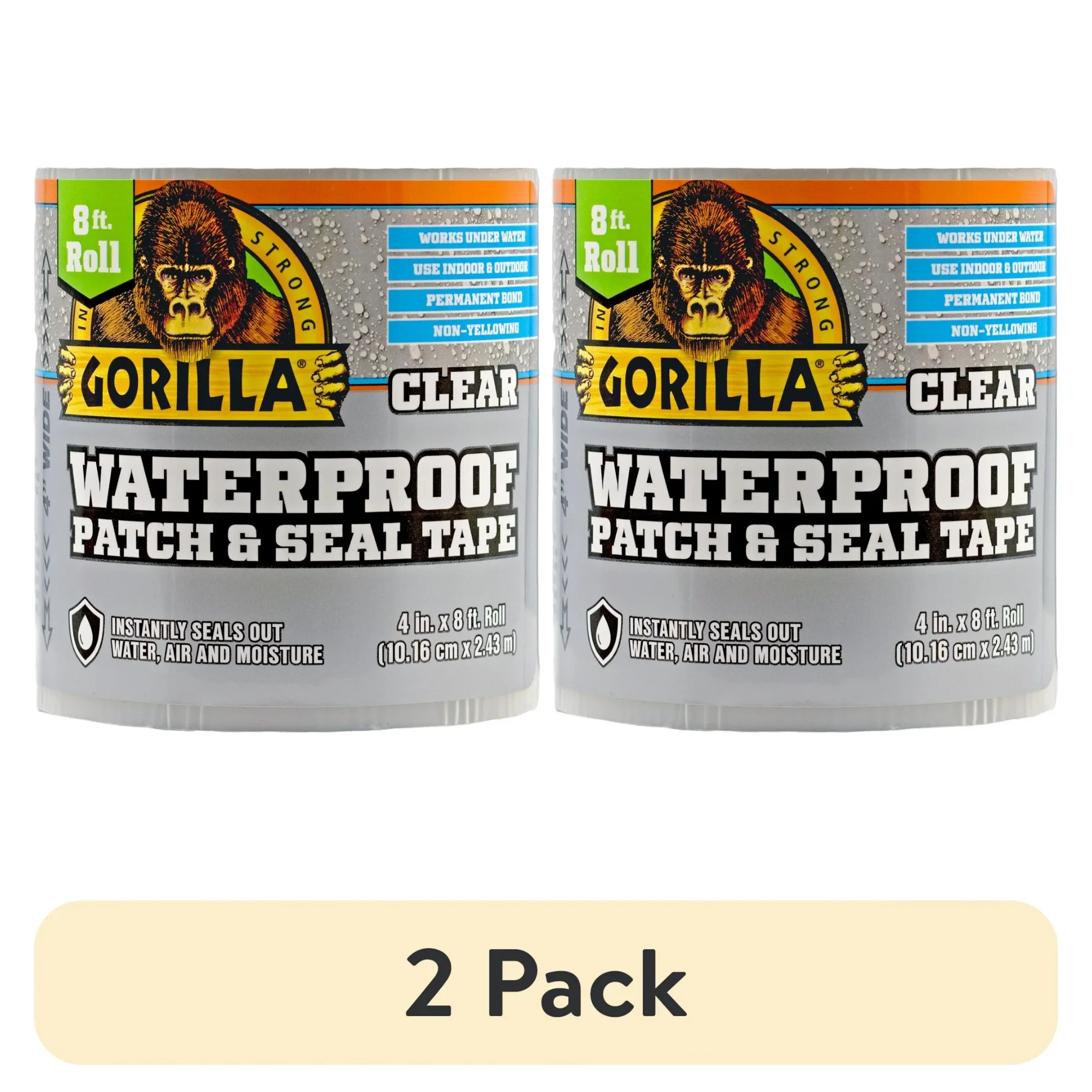 투명 방수 패치 & 실링 테이프 2팩, 실내외 수리용 강력 수리 테이프, 롤당 8피트