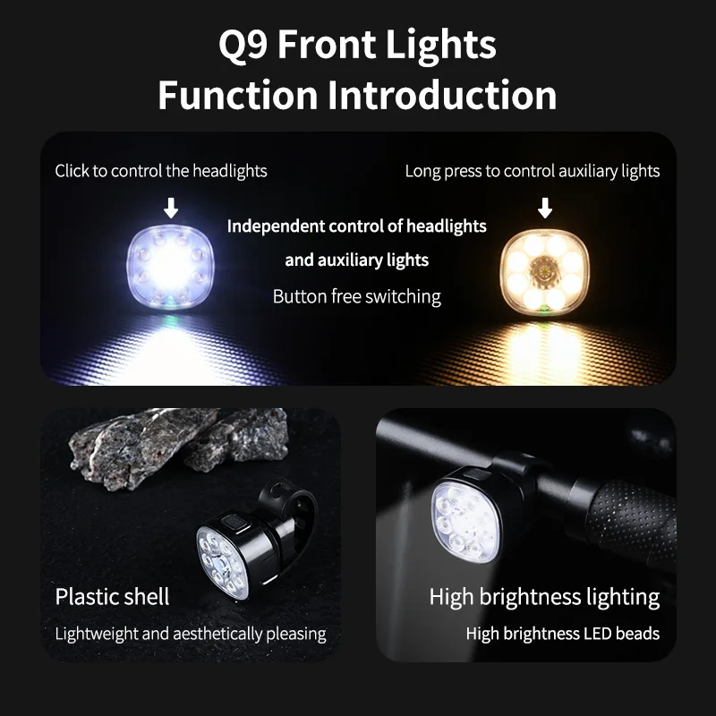 Luce per bicicletta MTB impermeabile Alimentata a batteria Avvertimento Fanale posteriore per bicicletta Set di luci per bicicletta a LED Faro e fanale posteriore per bicicletta