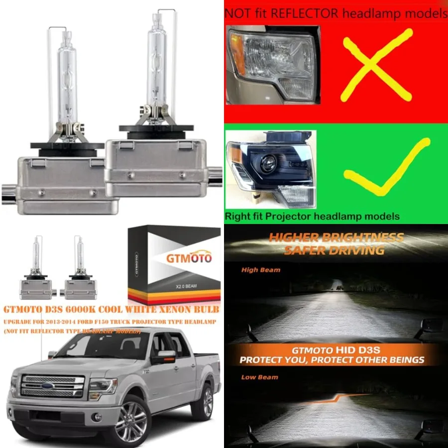 

for 2013 2014 Ford F150 HID Headlights D3S Xenon Bulb, F-150 FX4 Lariat Platinum SVT Raptor XLT Projector Headlamp 7L7Z-13N021-