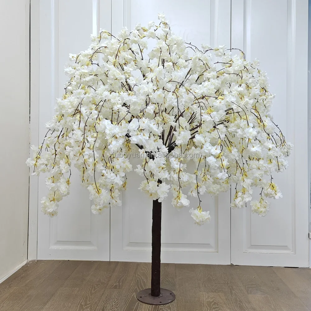

Simulation Nordic large indoor wedding decoration pink and white artificial cherry tree table center decoration flower tree