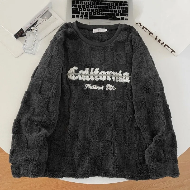 الخريف الشتاء سميكة الدافئة منامة الرجال الكورية رسالة منقوشة جديدة طويلة الأكمام ملابس النوم Homewear مجموعة ملابس خاصة المتسكعون الموضة #2