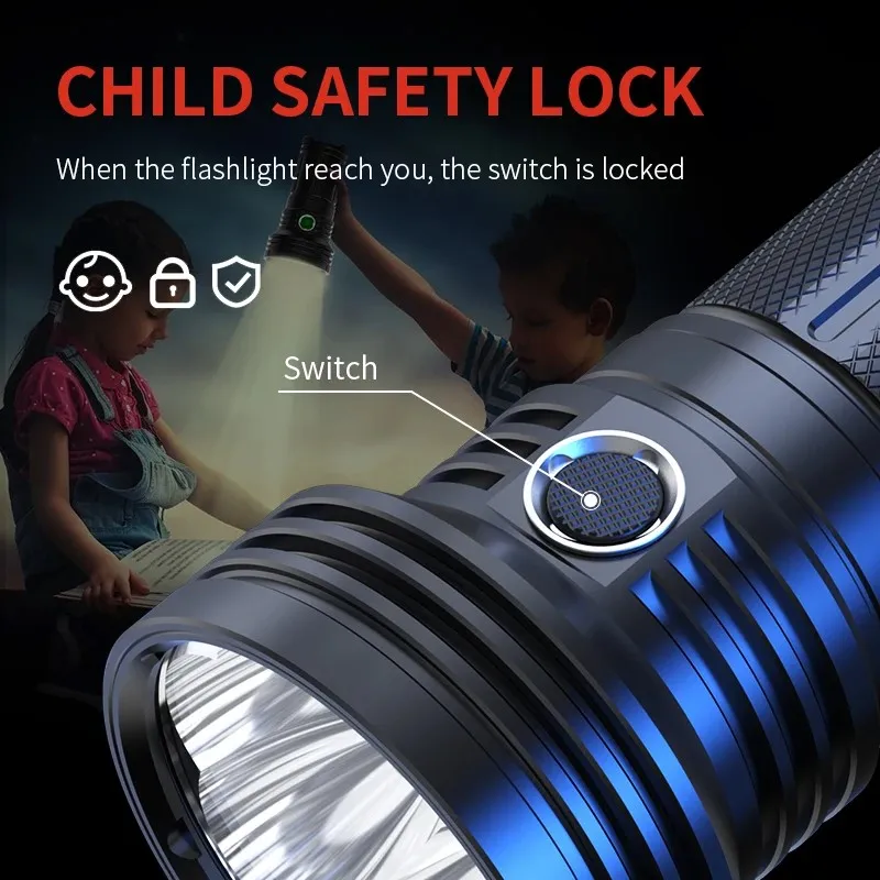 อลูมิเนียมอัลลอยด์ไฟฉายกันน้ํา 45000 Lumens 8 * P70 โคมไฟลูกปัดไวน์ Appraisal Light เด็กล็อคความปลอดภัย