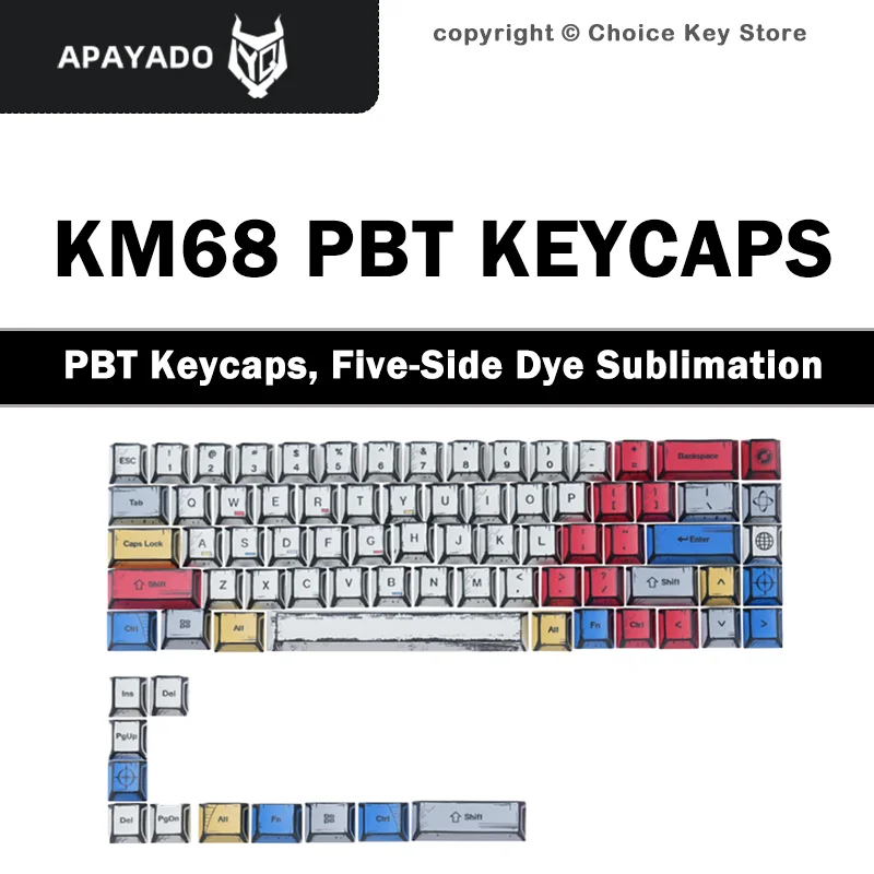 KM68 PBT Keycaps for 61 63 64 65 68 Keyboards Five-Side Dye Sublimation Compatible with Mechanical and Magnetic Switches