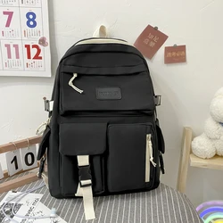 2024 Fashion Women's Backpack Students School Bags for Girls Teenager Cute Multi-pocket Schoolbag Canvas Leisure Laptop Backpack