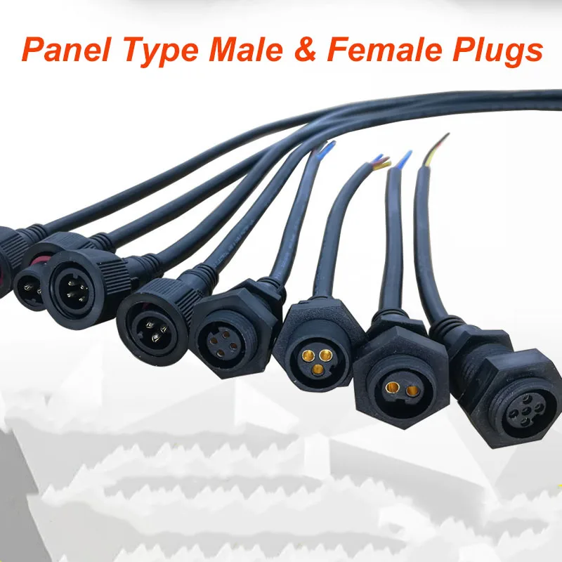 

IP68 Panel Type Plug 2/3/4/5Pin Male Female Outdoor Waterproofing Wire Source LED Insert Line Panel Mounted Docking Connectors