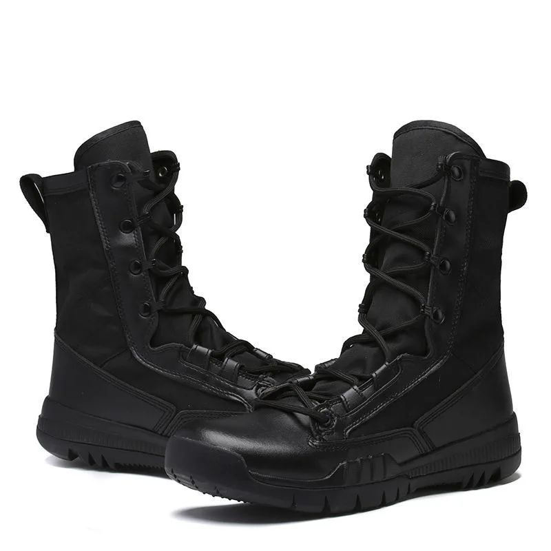 High-Top Men's Waterproof Leather Hiking Work Boots Non-Slip Lightweight Combat &Tactical Breathable Desert Boots