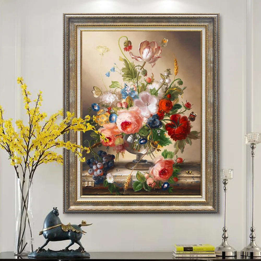 

Набор для вышивания крестиком Royal Mona: Европейская ваза с цветами для столовой и гостиной, готовая вышивка на хлопковой ткани