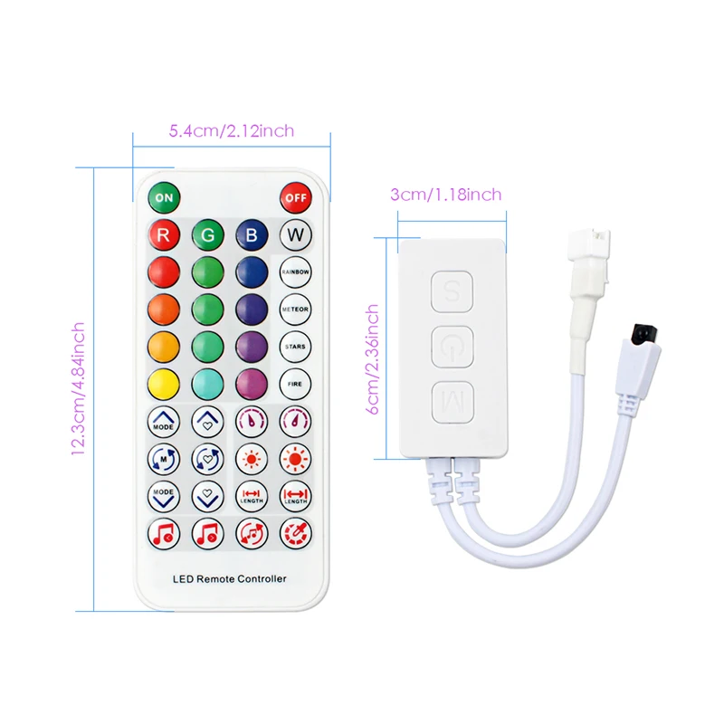 Imagem -03 - Música Bluetooth Led Strip Controlador Sp611e Ir38 Teclas Remoto App Usb dc para Ws2812b Ws2811 Endereçável Iluminação Led Dc5v24v