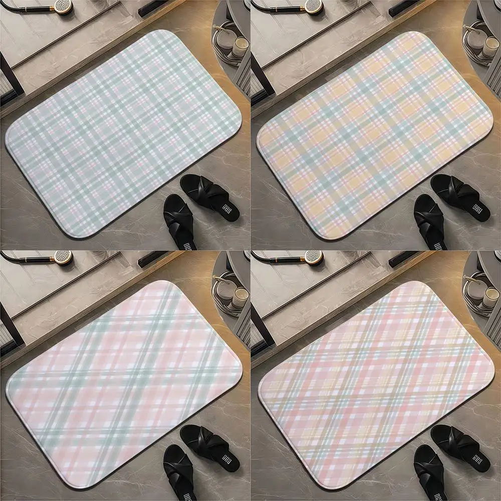 

Grid Texture Floor Mat Printed Large Carpets Room And Bedroom Carpets Bathroom Anti Slip Door MATS Small Carpets