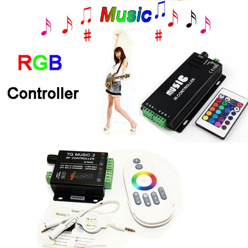 

DC12-24V Music 2.4G RGB LED Controller 24 Keys RGB Sound Sensitive remote music 2 Dimmer Switch for RGB 5050 2835 SMD LED Strip