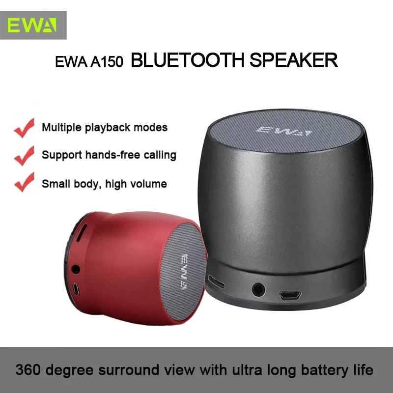 

EWA A150 Convenient Bluetooth Speaker Metal Mini Heavy Bass Small Steel Cannon Speaker Car Phone Computer Card Insertion Audio