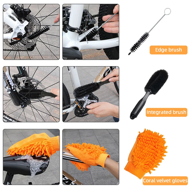 Bicycle Chain Cleaner Outdoor Cycling Brush Wash Tool Set Portable  Motorbikes Mountain Road Bike Scrubber Brushes Cleaning Set