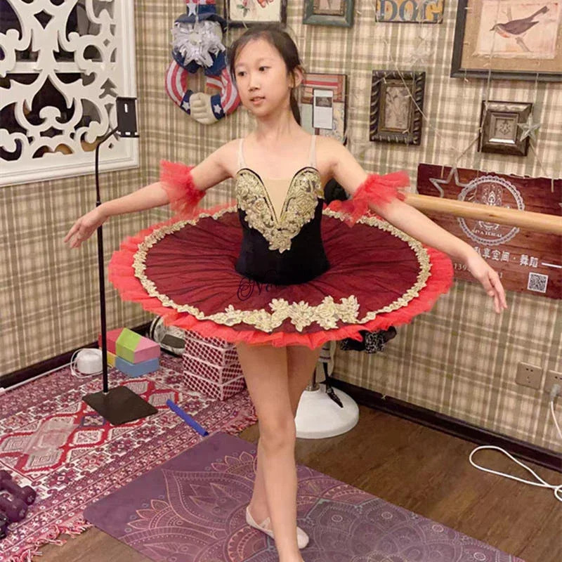 Tutú de ballet profesional de flores para niña y mujer, traje de baile de fiesta de bailarina romántica, vestido de plataforma de Lago de cisne blanco