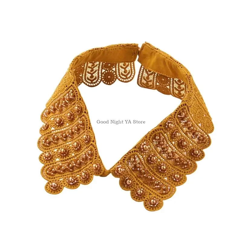 Elegant Lace Collar with Sparkling Beads Trendy Detachable Necklace Collar with Beaded Aspets for Dresses & Tops In Multiple